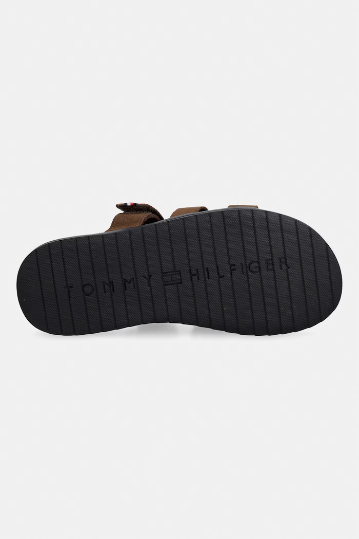 Tommy Hilfiger klapki męskie zamszowe ADJUSTABLE PREMIUM SUEDE SANDAL FM0FM05774 brązowy