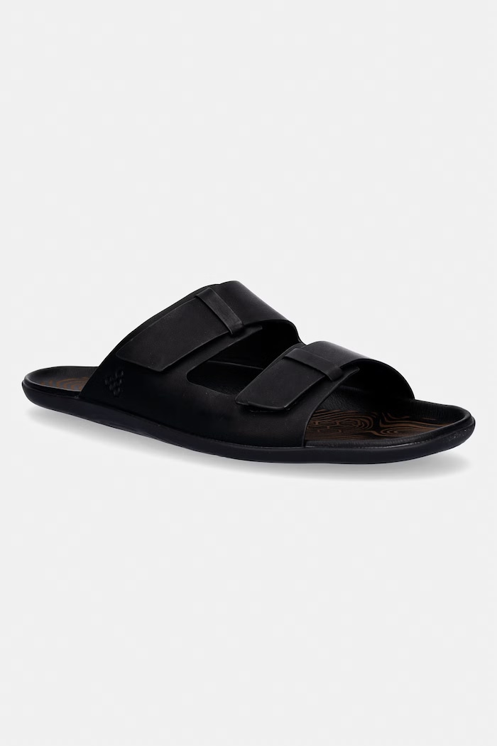 Vivobarefoot šľapky pánske kožené SENSUS YIN SLIDE čierna 309564
