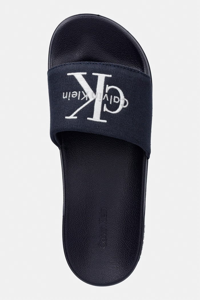 Calvin Klein papuci ESS SLIDE CV bleumarin YM0YM01393