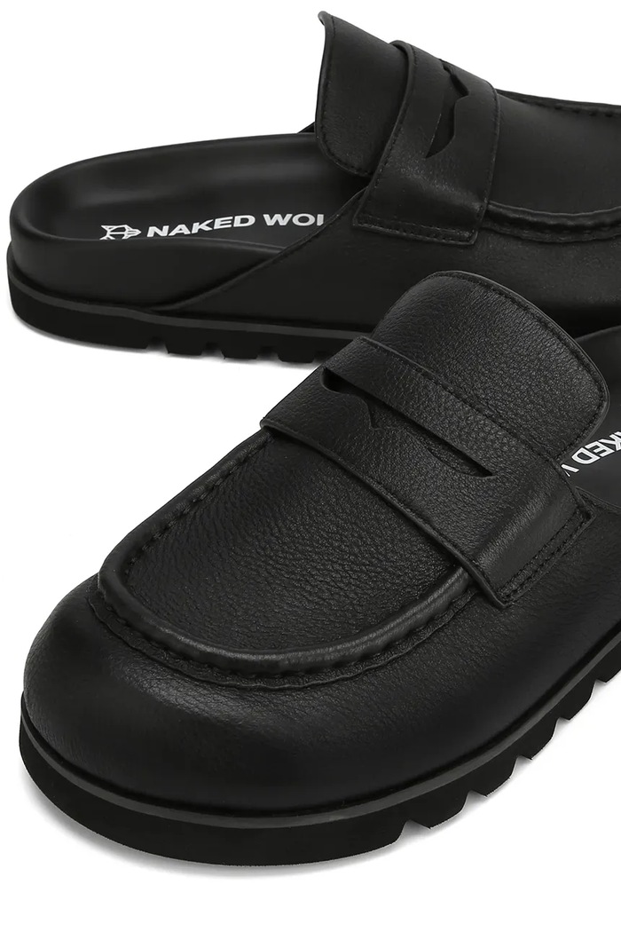 Kožené šľapky Naked Wolfe Cord čierna Cord.Black.Pebble