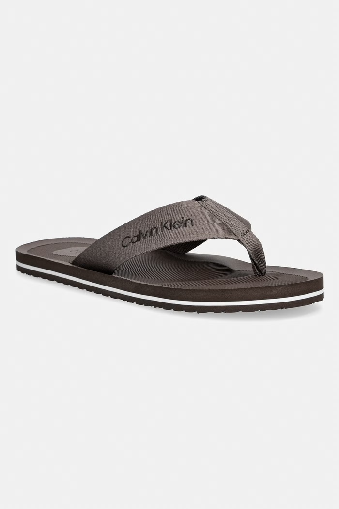 Calvin Klein šľapky pánske CITY THONG SLIDE hnedá HM0HM02106