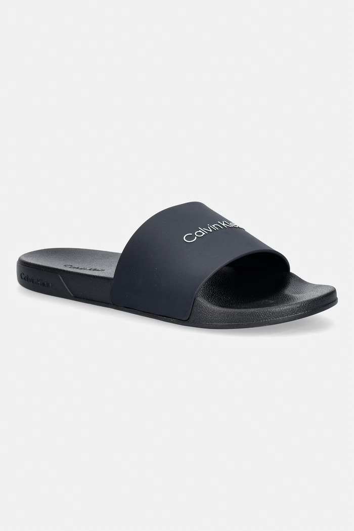 Calvin Klein klapki z odkrytymi palcami męskie ESS SLIDE MONOBRAND CV granatowy HM0HM02107