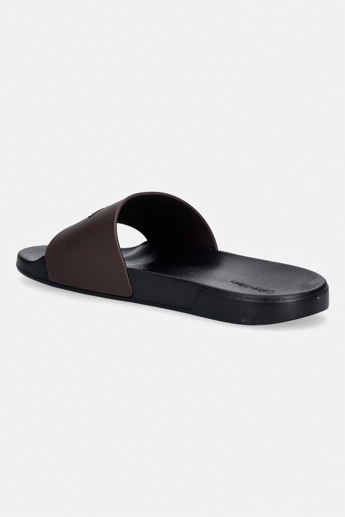 Obuwie Calvin Klein klapki z odkrytymi palcami męskie ESS SLIDE MONOBRAND CV HM0HM02107 brązowy
