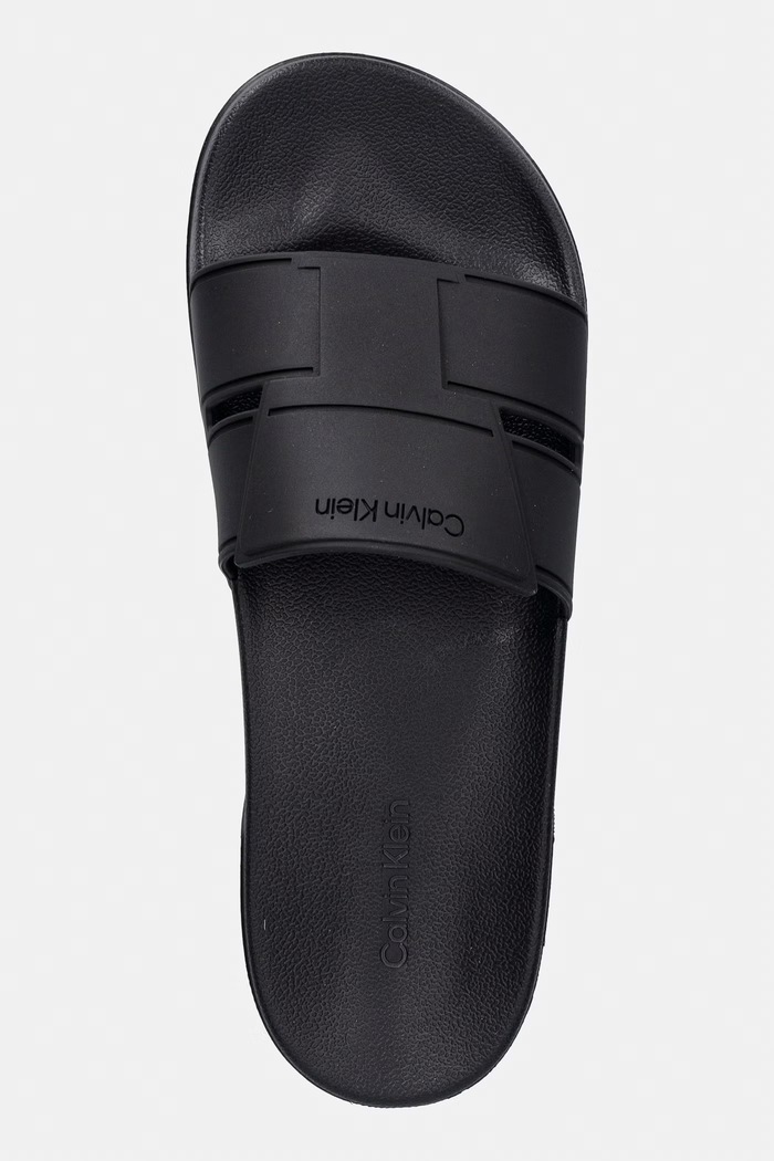 Calvin Klein klapki z odkrytymi palcami męskie ESS SLIDE DOUBLE T czarny HM0HM02111