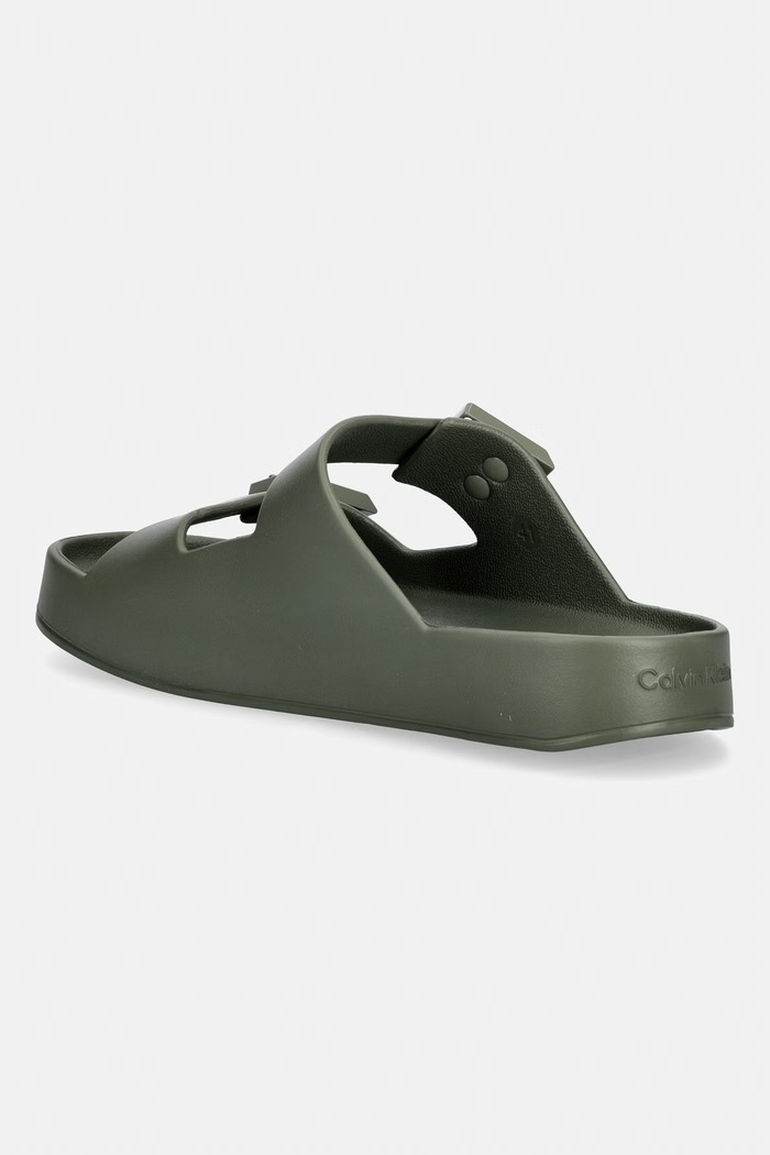 Obutev Calvin Klein natikači moški ERGON EVA DOUBLE BAR SANDAL HM0HM02116 zelena