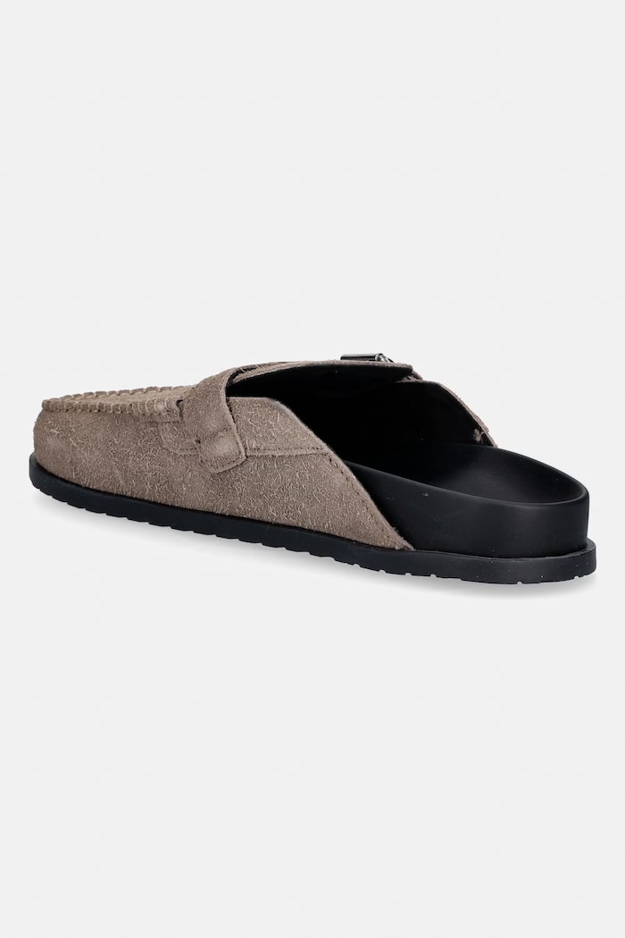 Încălțăminte Tommy Jeans papuci pentru bărbați, din piele întoarsă BIND MULE WASHED SUEDE EM0EM01722 bej