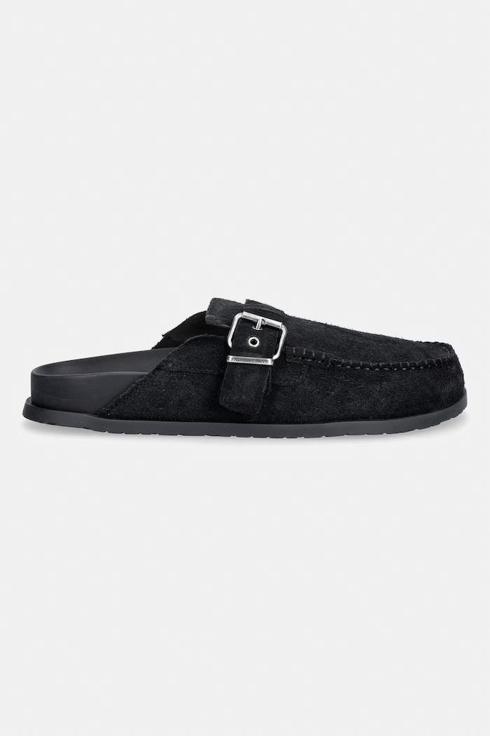 Tommy Jeans papuci pentru bărbați, din piele întoarsă BIND MULE WASHED SUEDE EM0EM01722 negru SS26