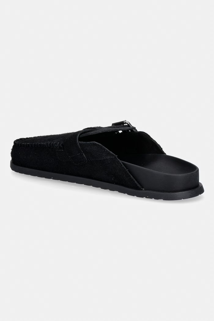 Încălțăminte Tommy Jeans papuci pentru bărbați, din piele întoarsă BIND MULE WASHED SUEDE EM0EM01722 negru