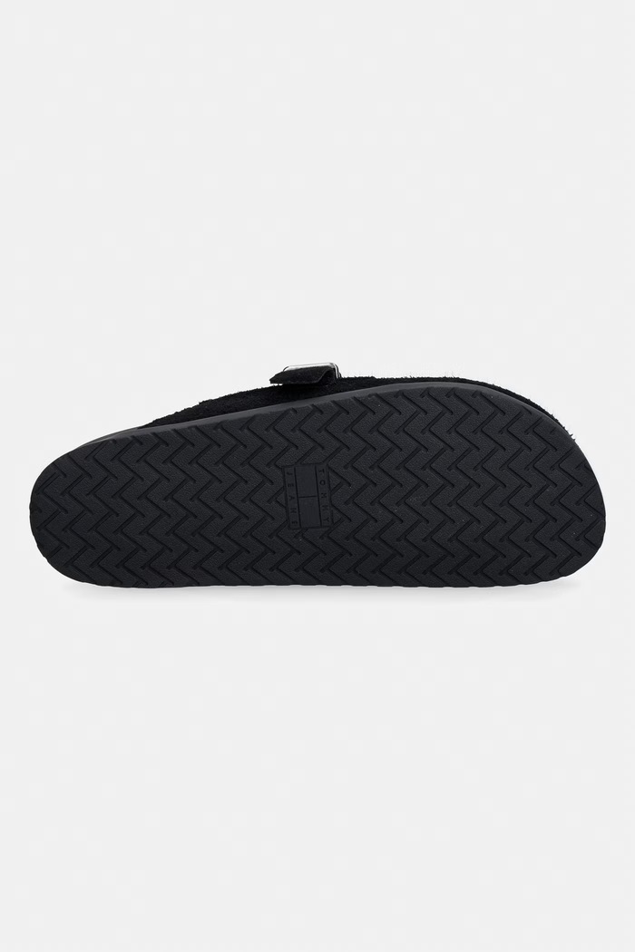 Tommy Jeans papuci pentru bărbați, din piele întoarsă BIND MULE WASHED SUEDE EM0EM01722 negru