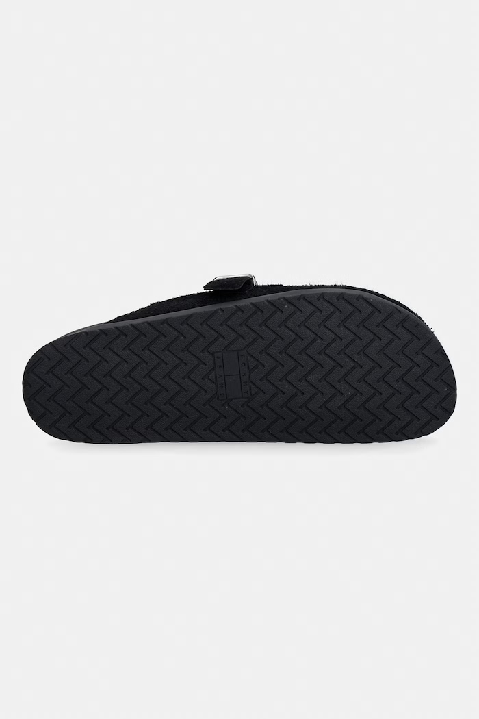Tommy Jeans papuci pentru bărbați, din piele întoarsă BIND MULE WASHED SUEDE EM0EM01722 negru