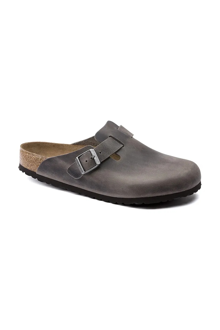 Birkenstock σαγιονάρες ανδρικά δερμάτινα mules Boston 1013255 γκρί SS26