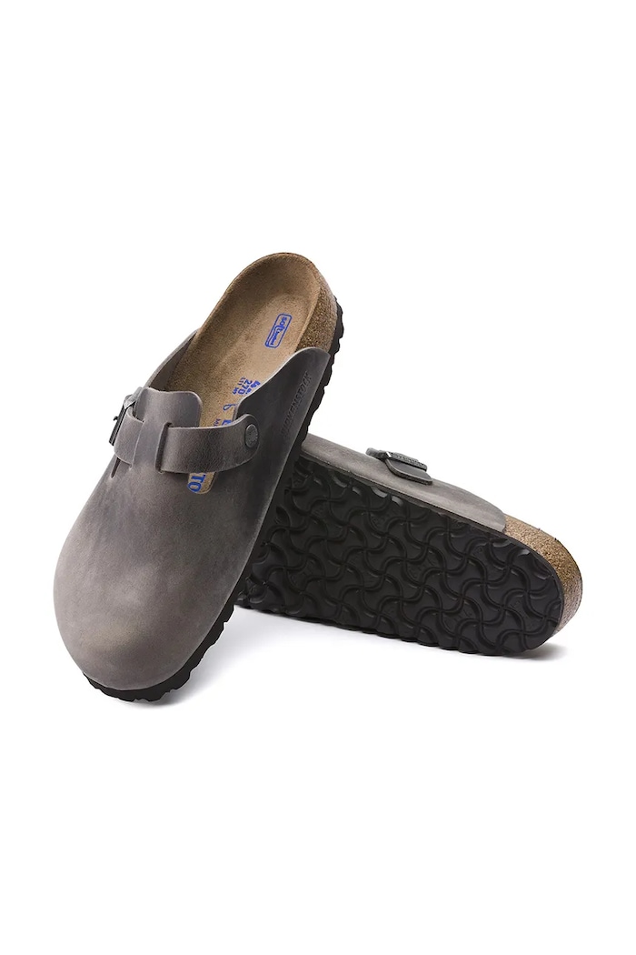 Birkenstock σαγιονάρες ανδρικά δερμάτινα mules Boston 1013255 γκρί