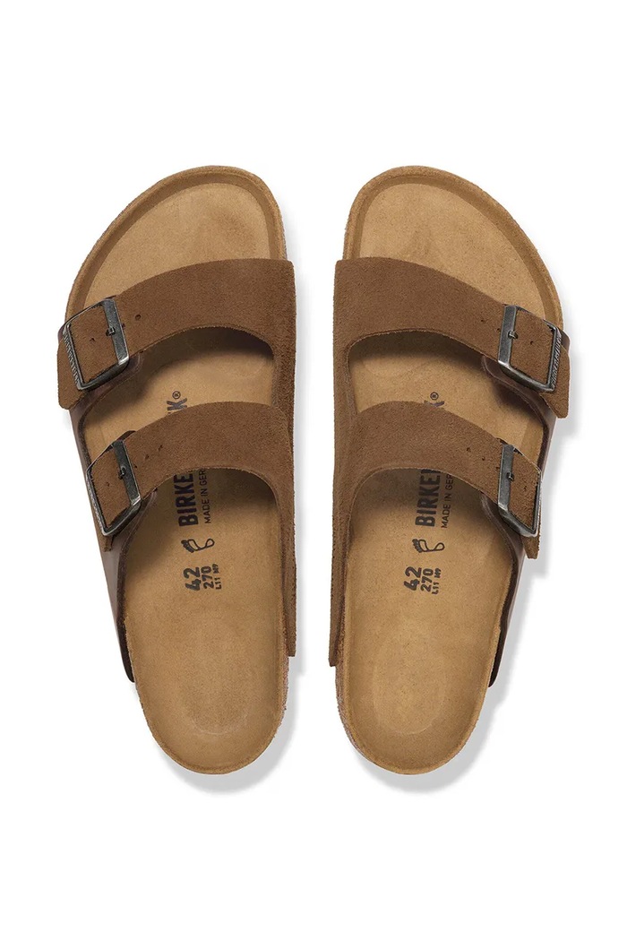 Birkenstock papuci pentru bărbați din piele întoarsă Arizona maro 1030677.N