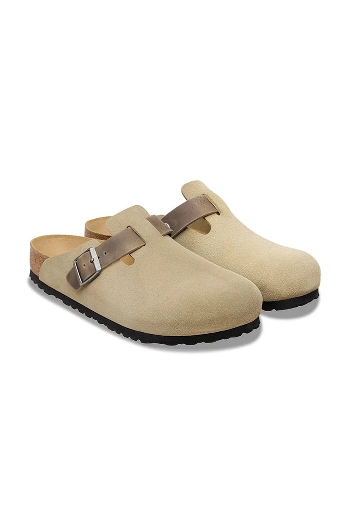 Încălțăminte Birkenstock Boston papuci mocasini pentru bărbați piele întoarsă 1031516 verde