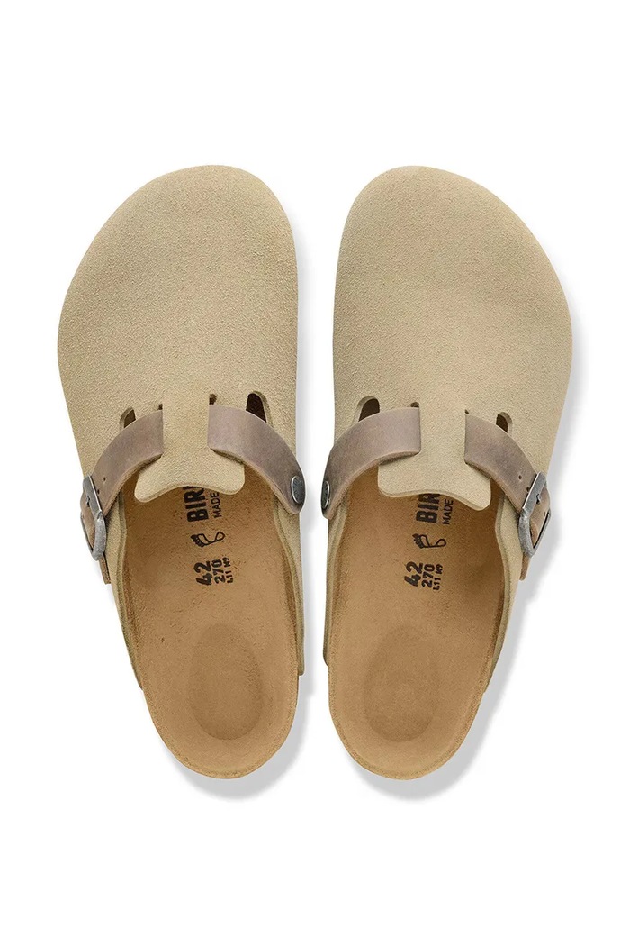 Birkenstock Boston papuci mocasini pentru bărbați piele întoarsă verde 1031516