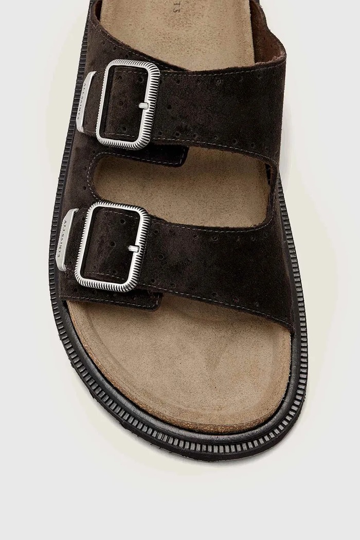 Semišové šľapky AllSaints Randal Sandal M002FC hnedá
