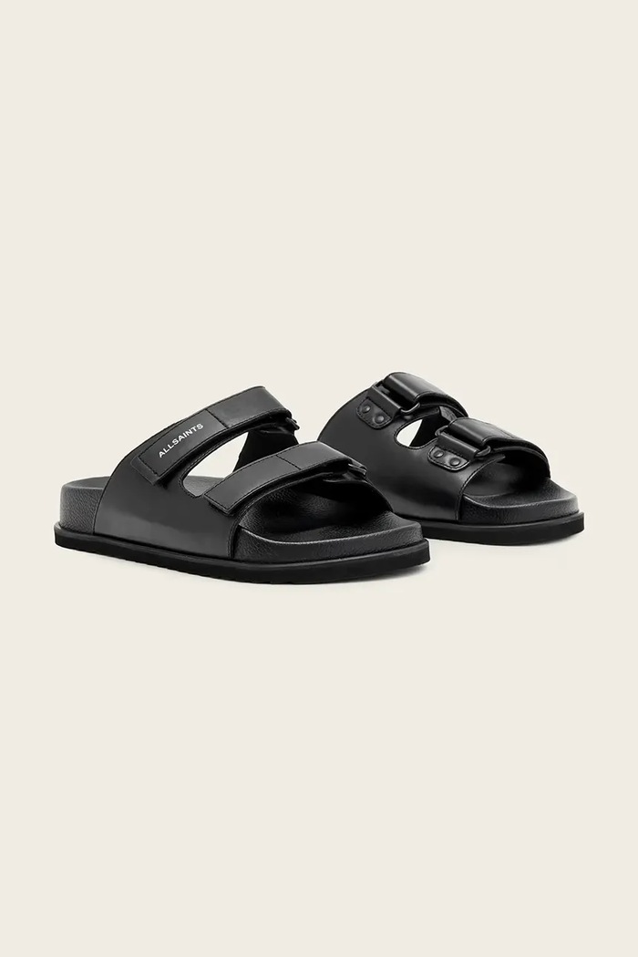 AllSaints papuci bărbați din piele Vex Sandal M032FE negru SS26