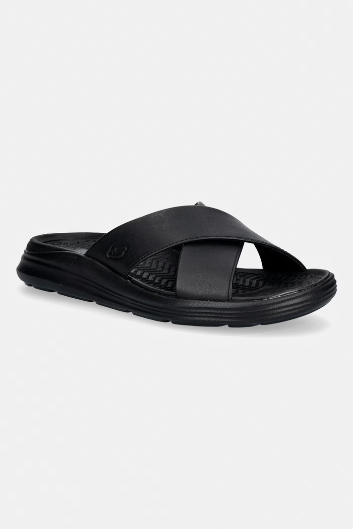 Skechers σαγιονάρες Ανδρικές δερμάτινες SARGO μαύρο 205627