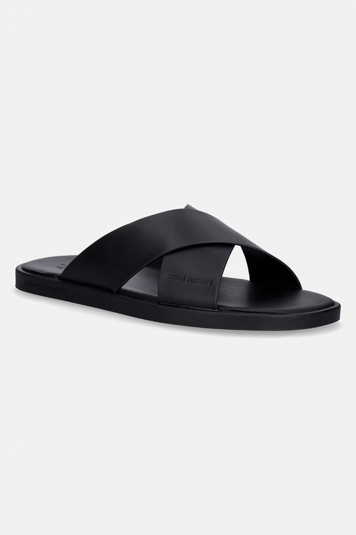 Armani Exchange pantofle pánské kožené černá XM002619.AF10848.UC001
