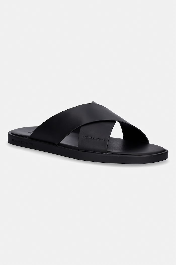 Armani Exchange pantofle pánské kožené černá XM002619.AF10848.UC001