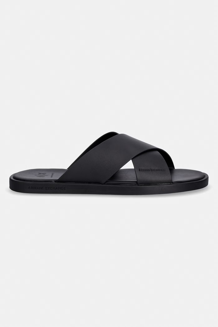 Armani Exchange pantofle pánské kožené XM002619.AF10848.UC001 černá SS26