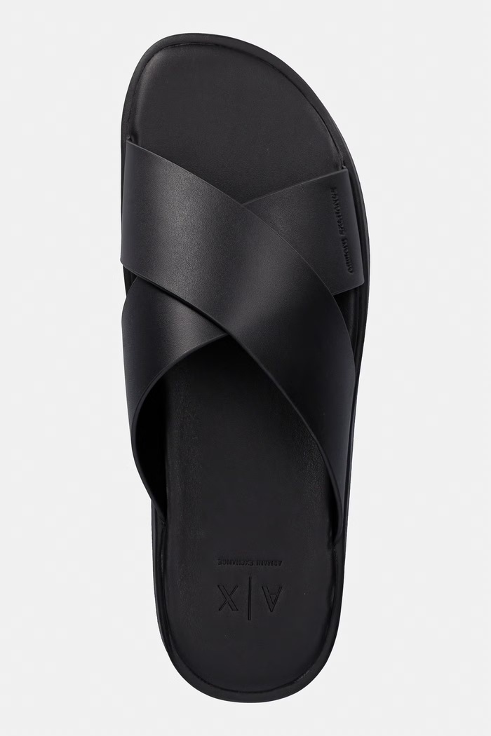 Armani Exchange pantofle pánské kožené černá XM002619.AF10848.UC001