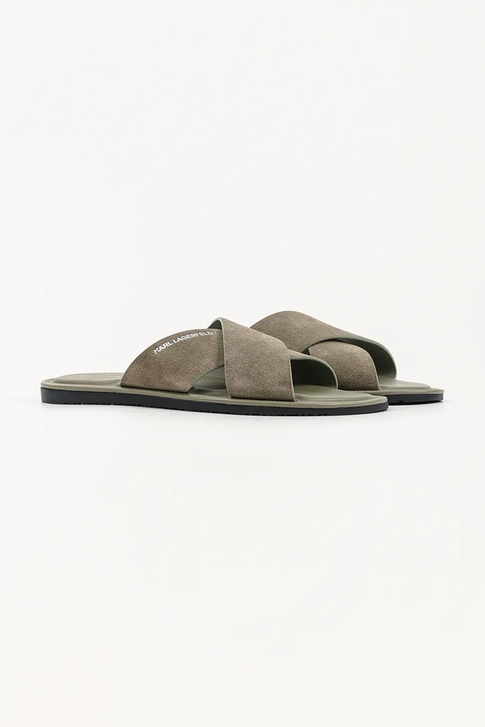 Karl Lagerfeld šľapky pánske semišové Kastor Iv KL70213C.5KH zelená SS26