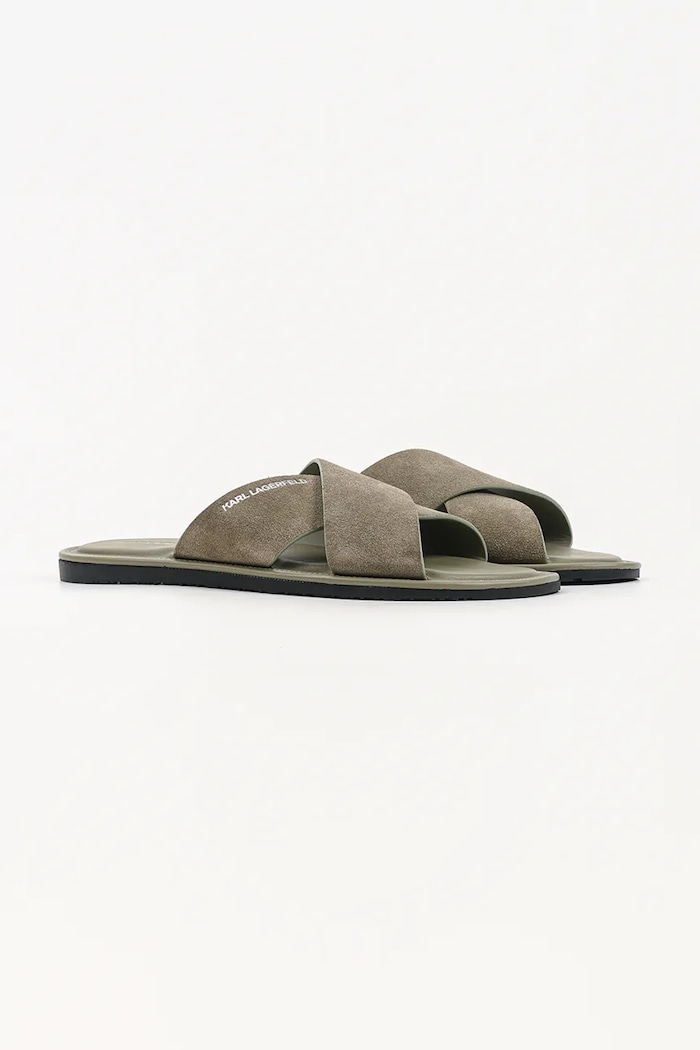 Karl Lagerfeld šľapky pánske semišové Kastor Iv KL70213C.5KH zelená SS26