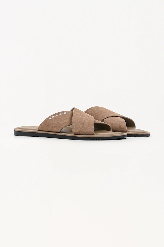 Karl Lagerfeld šľapky pánske semišové Kastor Iv KL70213C.5TN béžová SS26