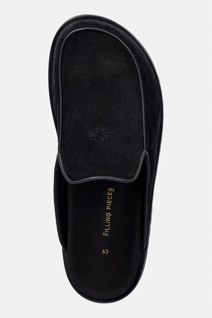 Filling Pieces Clog Suede klapki mules męskie zamszowe czarny 112613332214.130