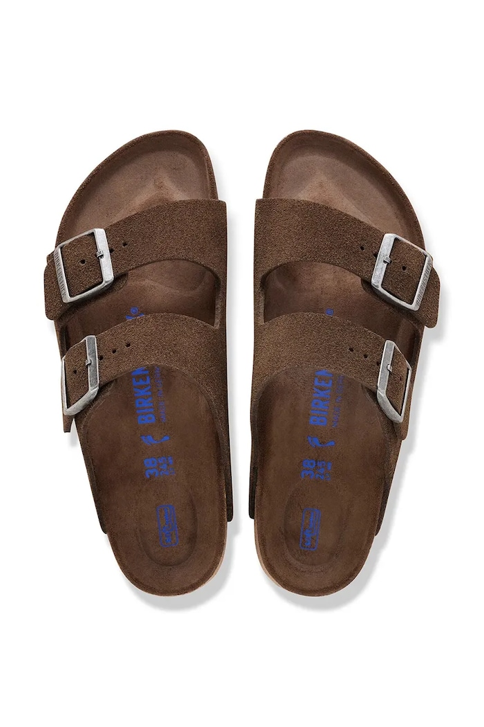 Birkenstock papuci din piele întoarsă Arizona SFB LEVE maro 1031602