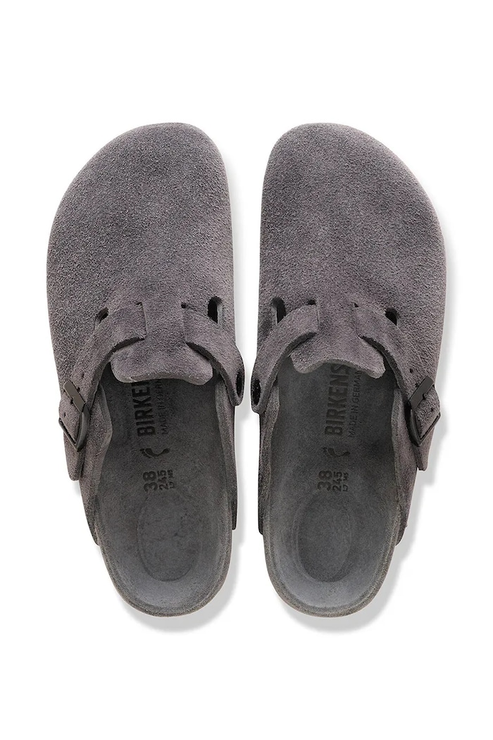 Birkenstock Boston EXQ LEVE papuci cu toc plat pentru bărbați piele întoarsă 1031485 gri