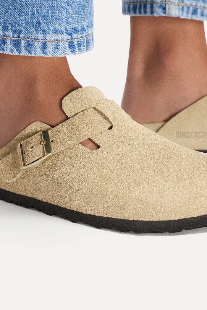 Birkenstock Boston EXQ LEVE klapki mules męskie zamszowe 1031466