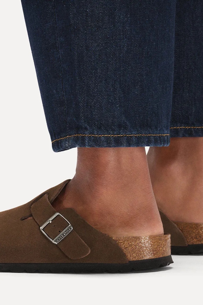Birkenstock Boston SFB LEVE чехли с равна подметка от велур 1031641