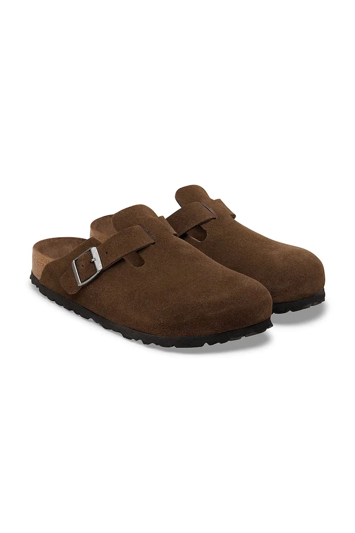 Обувки Birkenstock Boston SFB LEVE чехли с равна подметка от велур 1031641 кафяв