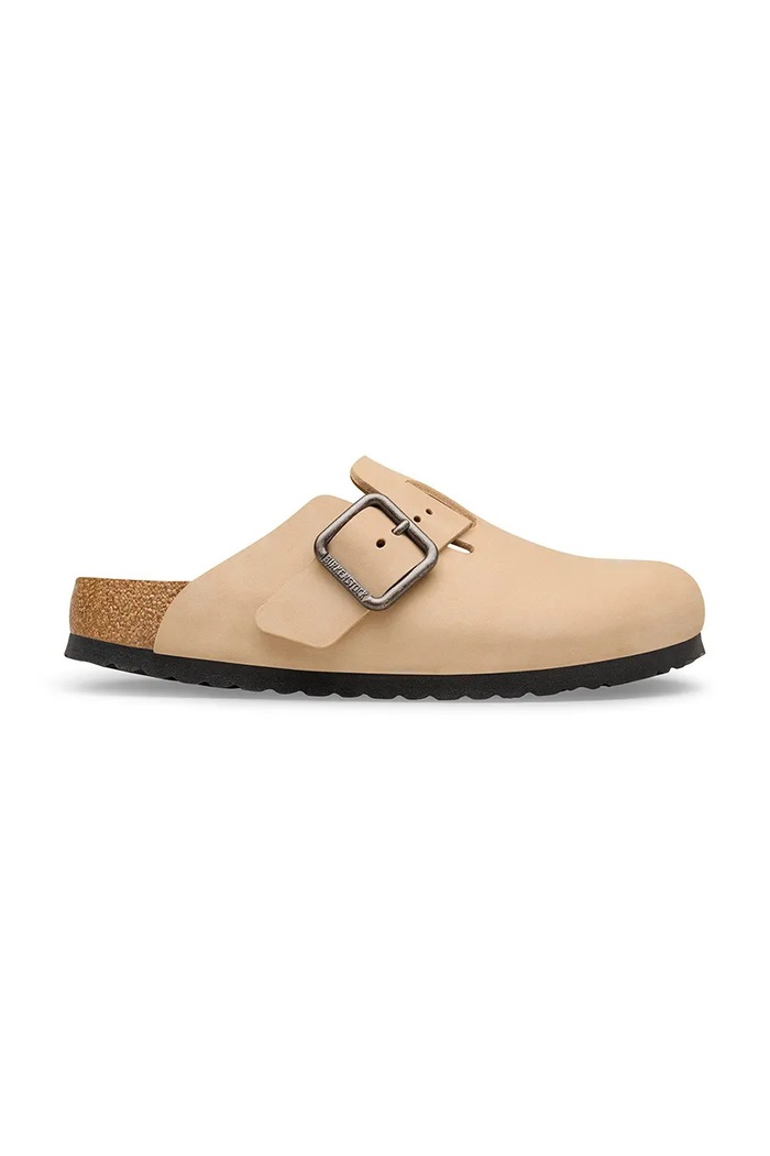 Birkenstock Boston WB LENB шльопанці із закритими пальцями чоловічі шкіряні бежевий 1031573