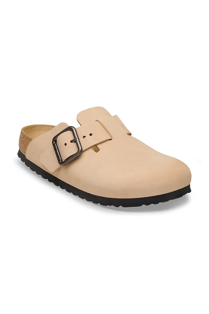 Birkenstock Boston WB LENB шльопанці із закритими пальцями чоловічі шкіряні 1031573 бежевий SS26