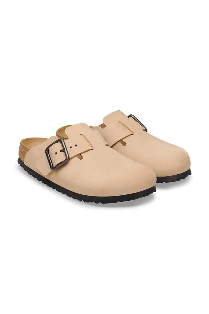 Взуття Birkenstock Boston WB LENB шльопанці із закритими пальцями чоловічі шкіряні 1031573 бежевий