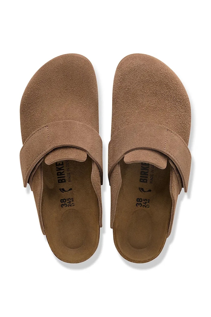 Birkenstock Loma papuci mocasini pentru bărbați din piele întoarsă maro 1032028