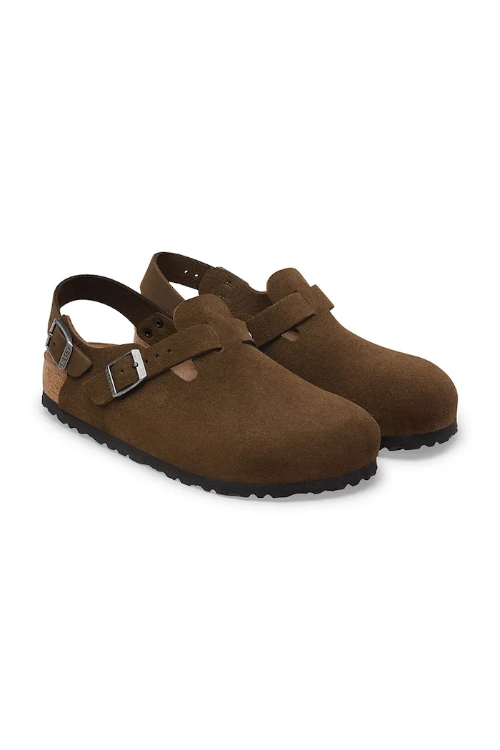 Încălțăminte Birkenstock Tokio papuci mocasini pentru bărbați din piele întoarsă 1032024 maro
