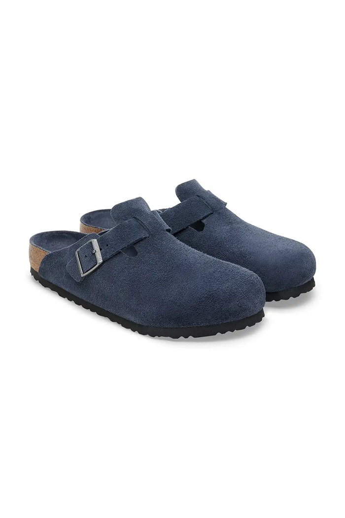 Обувки Birkenstock Boston чехли сабо от велур 1030837 тъмносин