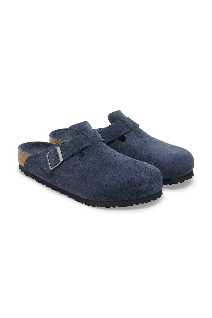 Обувки Birkenstock Boston чехли сабо от велур 1030837 тъмносин