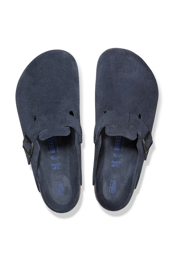 Birkenstock Boston чехли сабо от велур тъмносин 1030837