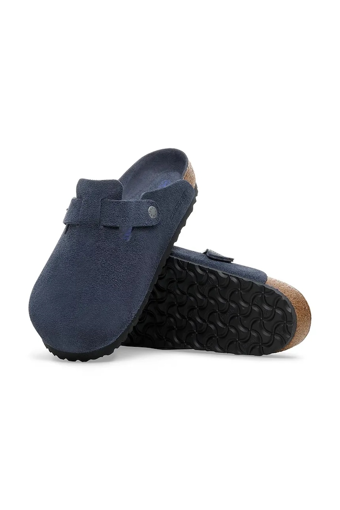 Birkenstock Boston чехли сабо от велур 1030837 тъмносин