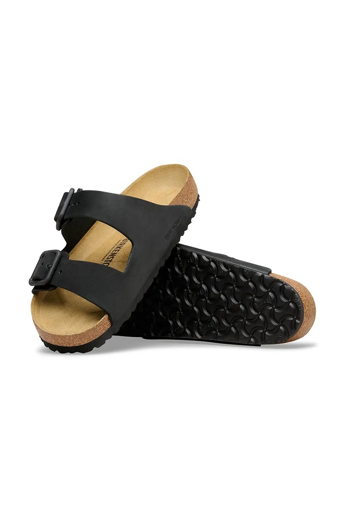 Birkenstock klapki nubukowe Arizona Wire Buckle czarny 1031697