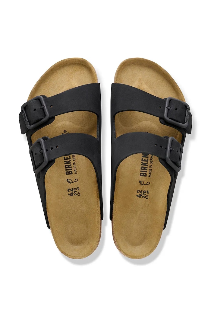 Birkenstock klapki nubukowe Arizona Wire Buckle 1031697 czarny
