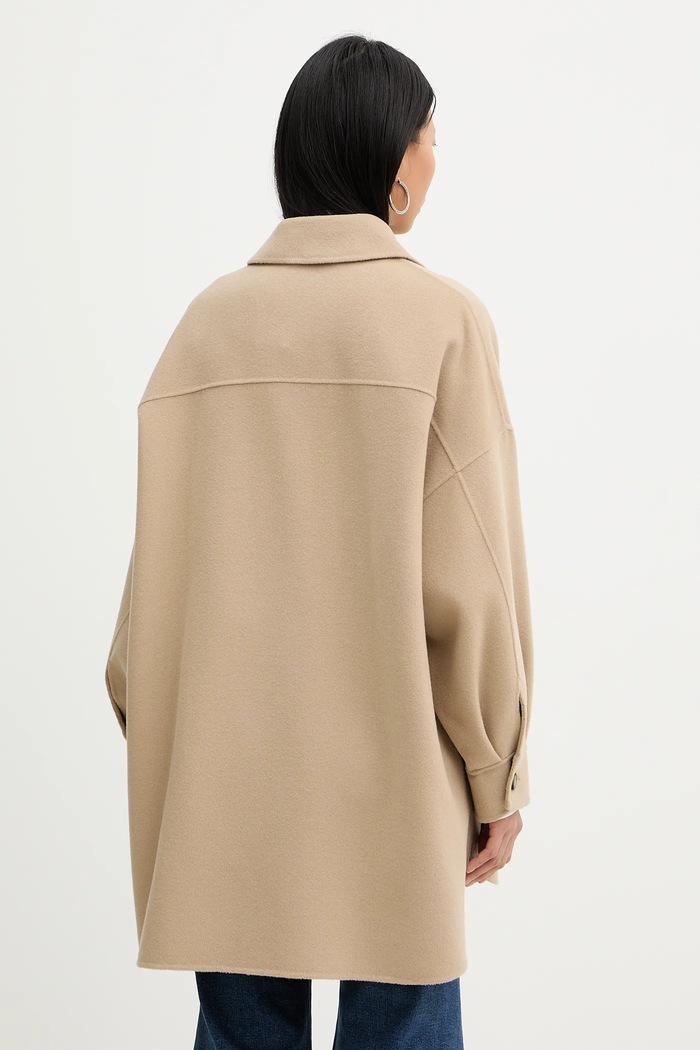 Odzież Weekend Max Mara kurtka koszulowa z dodatkiem wełny LASER 2615081041600 beżowy