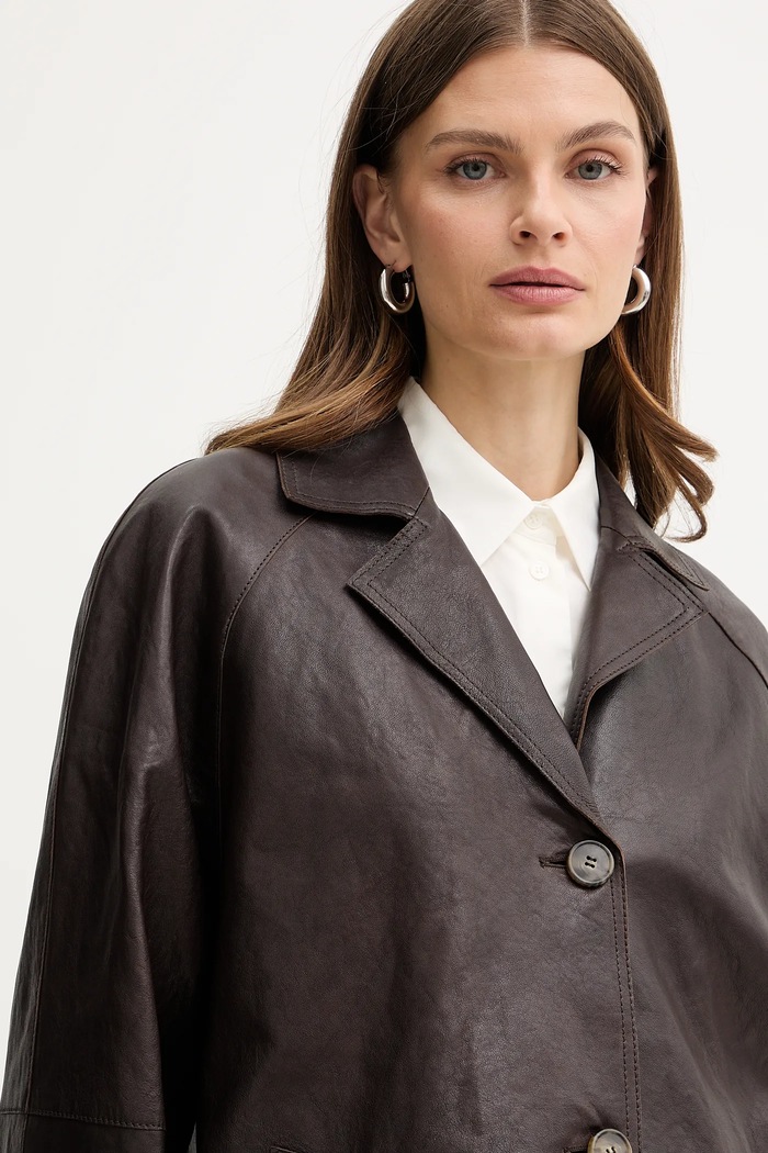Kožený kabát Weekend Max Mara CAMINO hnedá 2615471011600