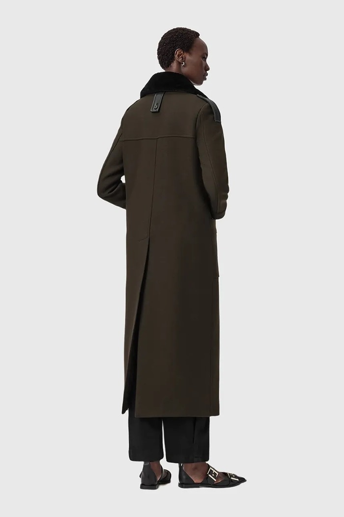 AllSaints płaszcz z dodatkiem wełny W060OD zielony SS26