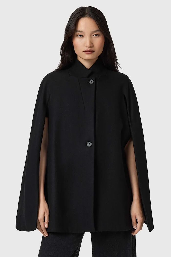 AllSaints haină cu lână cu captuseala negru W102OD